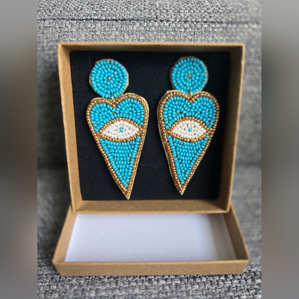 Bohemian Statement Beaded Evil Eye Earrings